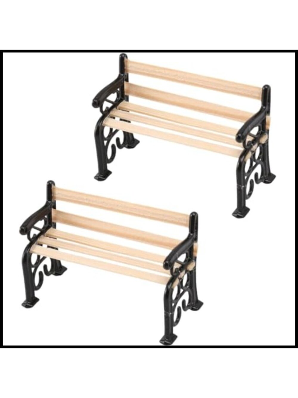 1/24 Scale Miniature Park Bench Set Dollhouse Diorama Decor 2pc